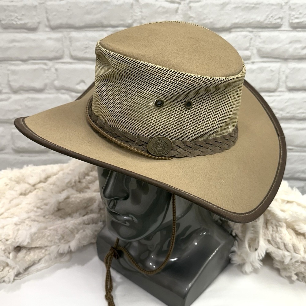 Australia Safari Outback Hat Mesh Khaki Vented One Size‎ Safari Sun Hat